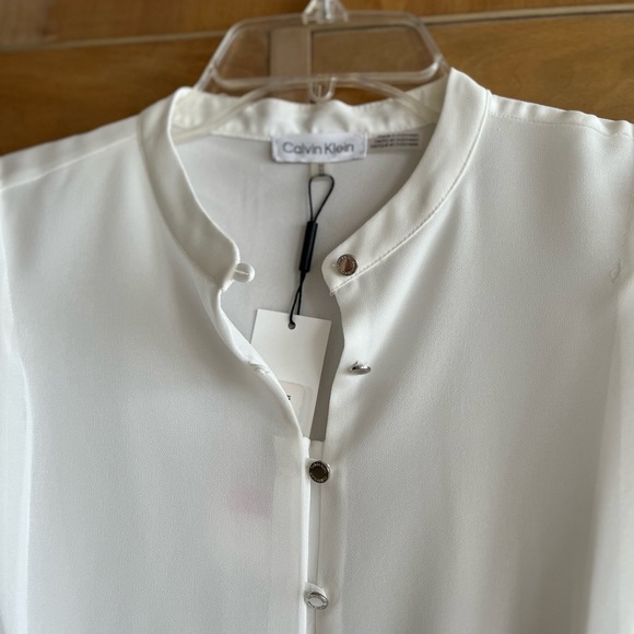 Calvin Klein NEW M white long sleeve blouse - Picture 4 of 10
